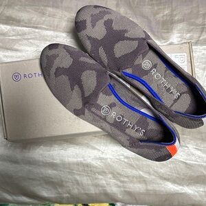 Rothy's Camouflage Flats with Blue and Orange Highlights